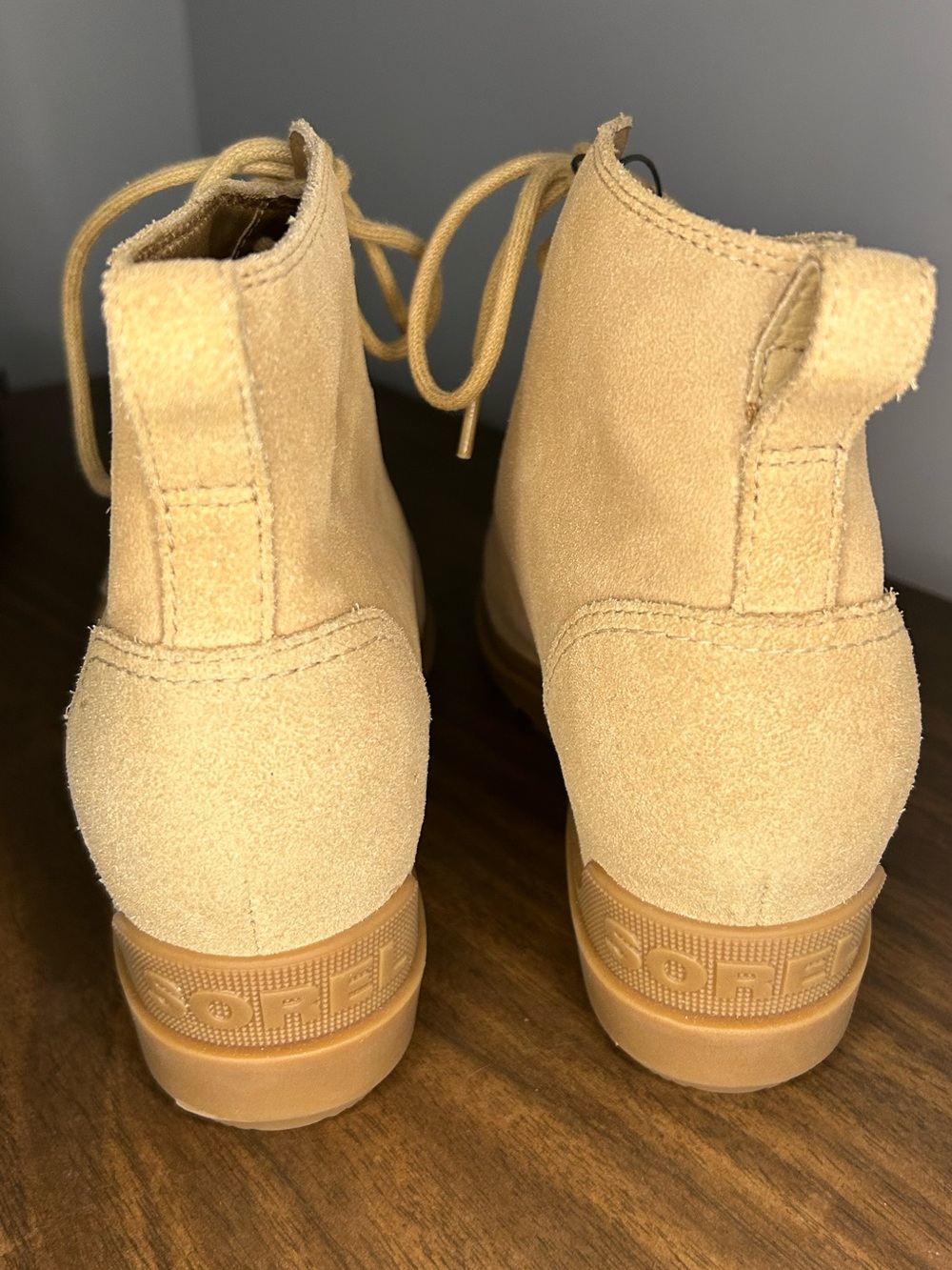 SOREL Evie II NM Lace Waterproof Wedge Boots Canoe Tan Women's 9.5 NWT - Picture 5 of 9